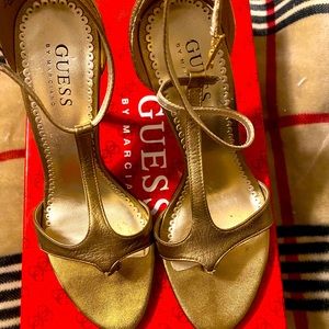 Gold Leather Guess Heels